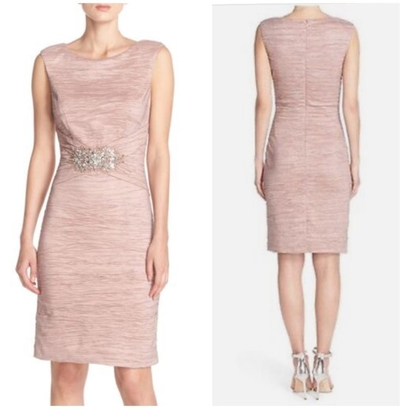 Eliza J Embellished Taffeta Sheath Dress Mauve 6 - Picture 1 of 9